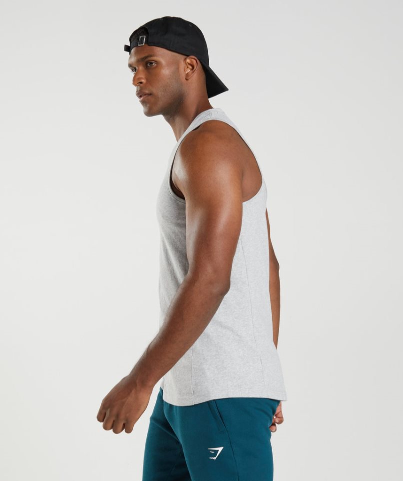 Men's Gymshark React Tanks Light Grey | CA 18N05D